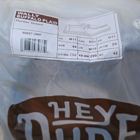 NWT Hey Dude Wally Buffalo Plaid Hunter Green Size 11 - Picture 8 of 9